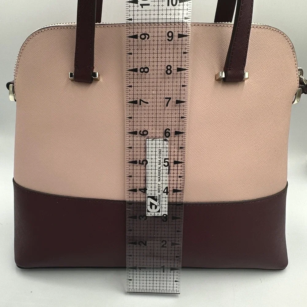 Kate Spade Maise Medium Dome Satchel Pink Wine‎ Colorblock Saffiano Leather
